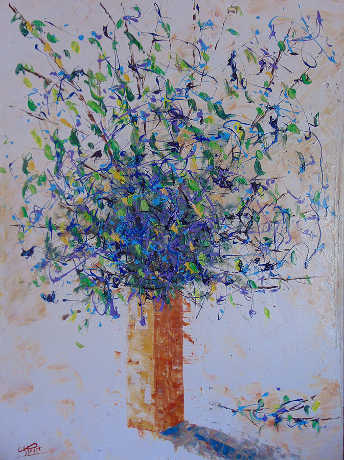 Blue floral #2 Painting by Frederic Payet