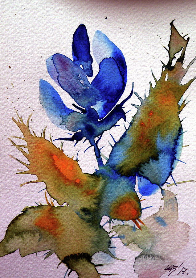 Blue flowers #1 Painting by Kovacs Anna Brigitta