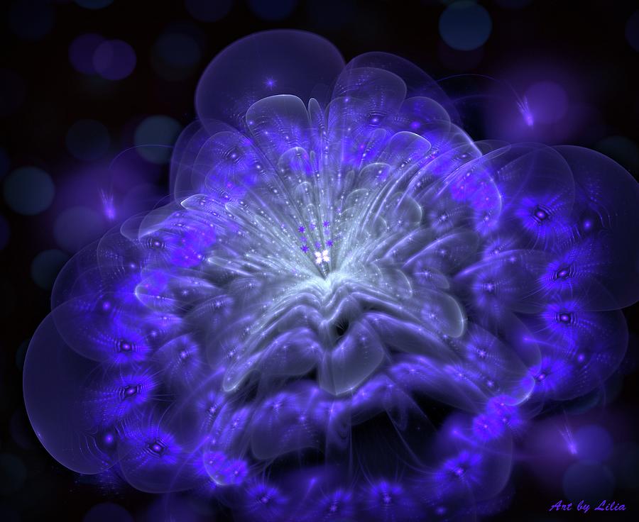 Blue Glow Flower #1 Digital Art by Lilia S