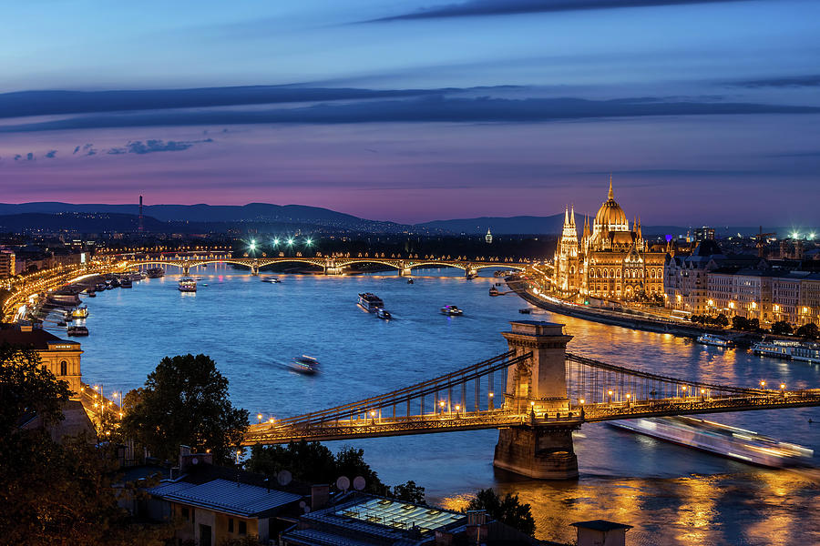 Blue Hour in City of Budapest #1 Photograph by Artur Bogacki