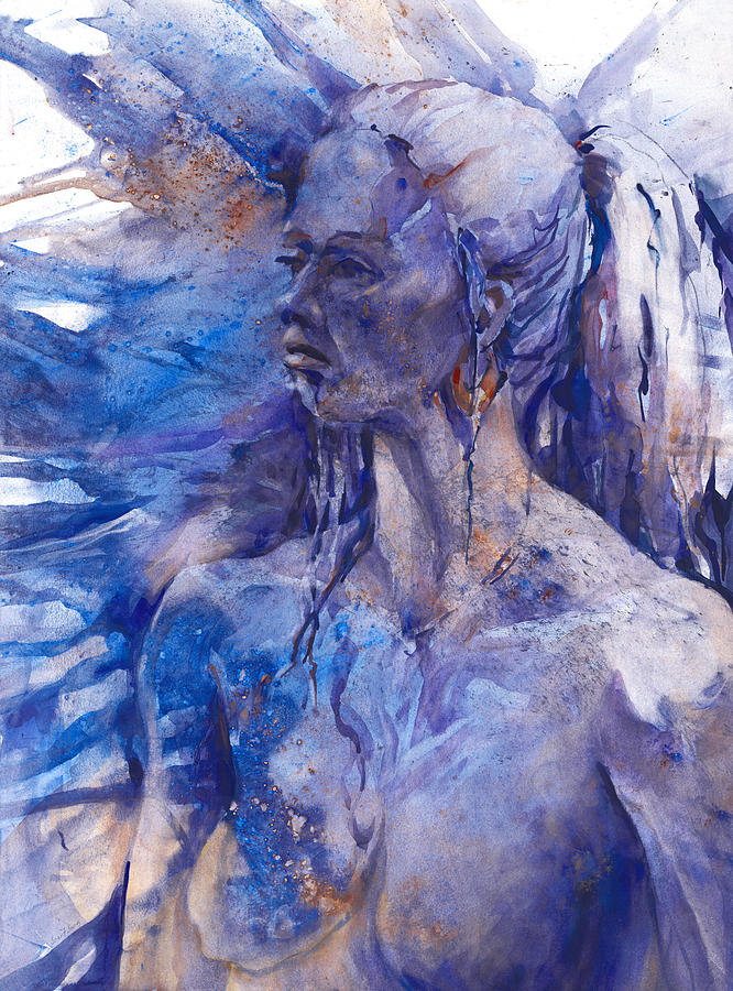 Joan Jones Painting - Blue Lady #1 by Joan Jones