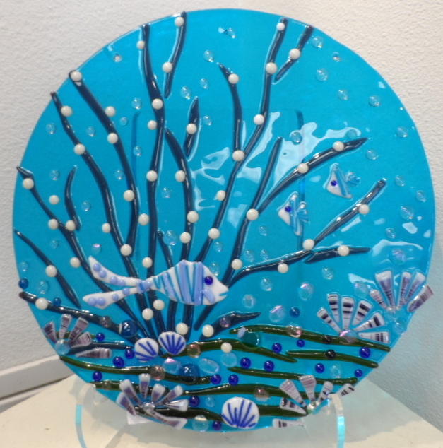 Blue Lagoon #1 Glass Art by Joan Clear