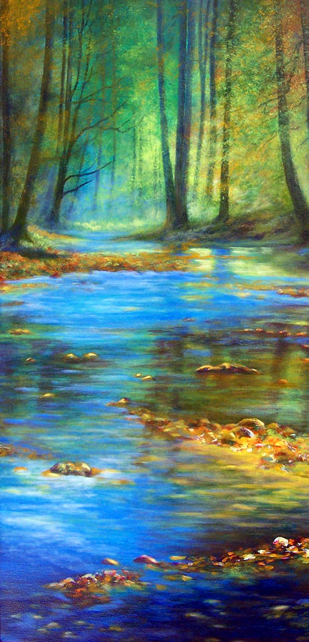 Tree Painting - Blue Lake #1 by Glenda Stevens