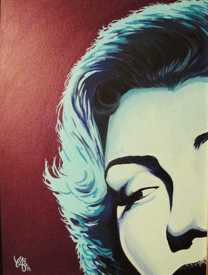 Marilyn Monroe Painting - Blue M #1 by Carrie Auwaerter