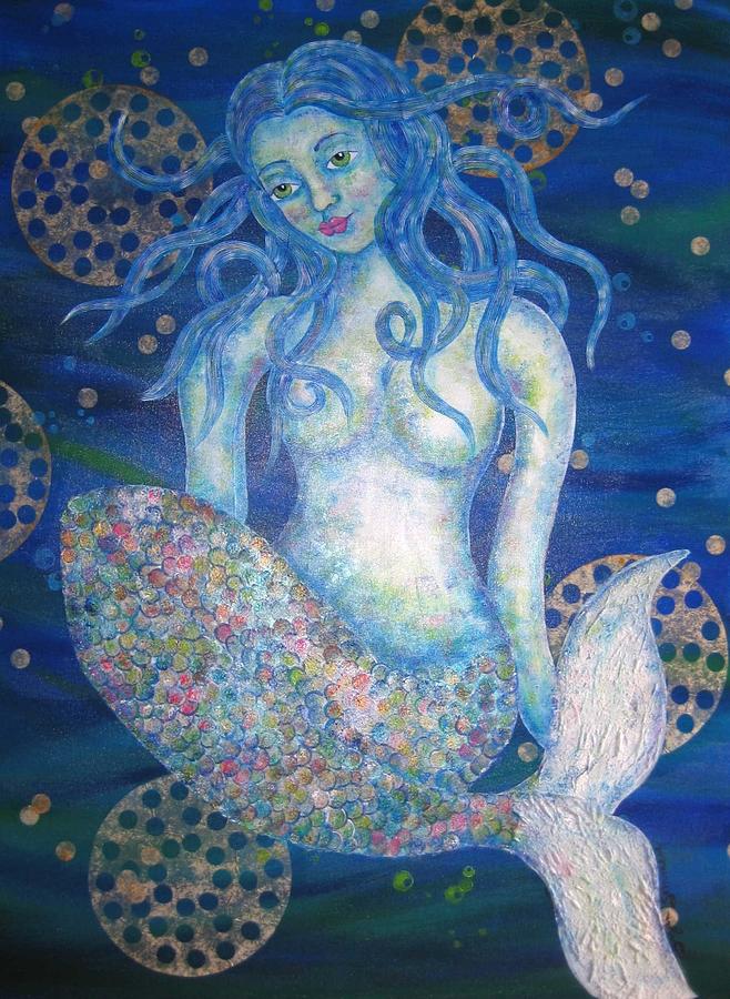 Blue Mermaid #1 Painting by Suzan  Sommers