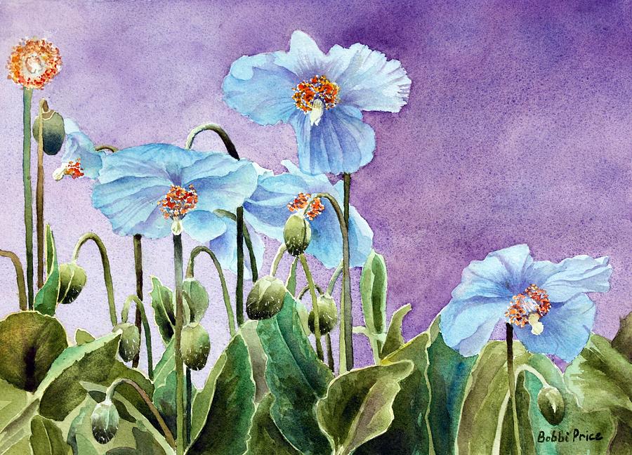 Flower Painting - Blue Poppies #1 by Bobbi Price