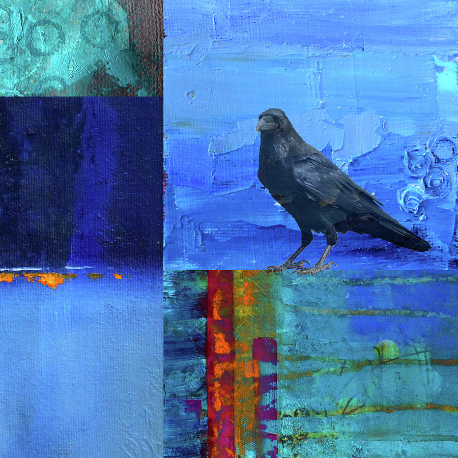 Raven Digital Art - Blue Raven #2 by Nancy Merkle