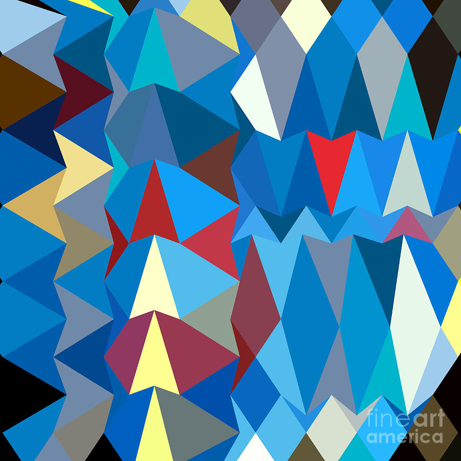 Blue Sapphire Abstract Low Polygon Background Digital Art by Aloysius