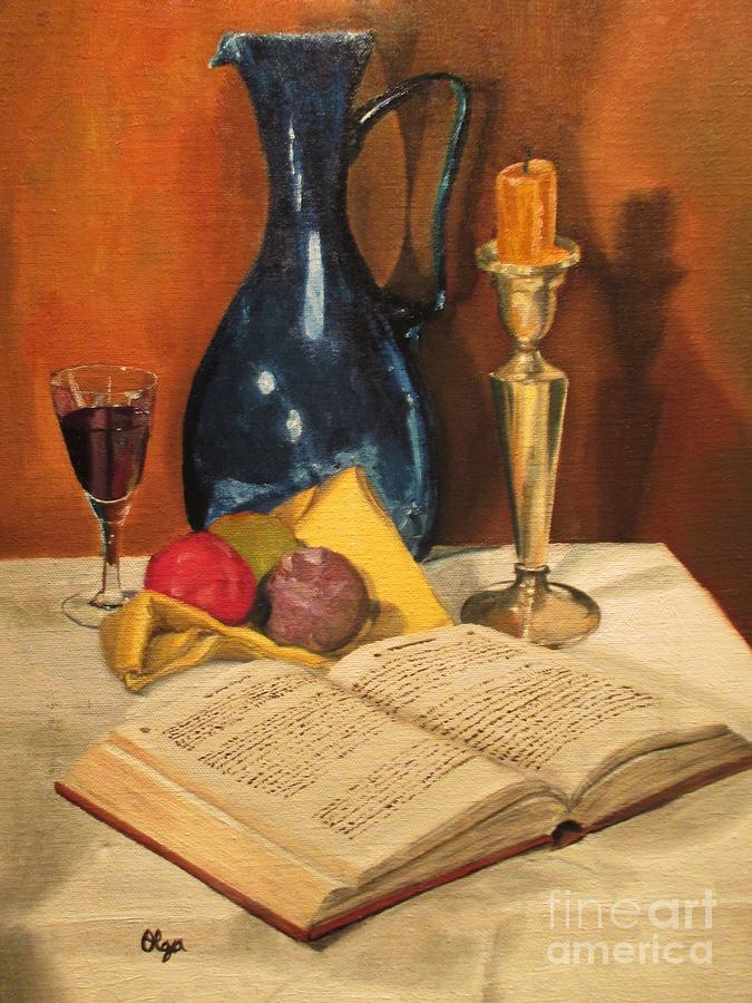 Blue Vase and Book by Olga Silverman Blue Vase and Book by Olga Silverman
