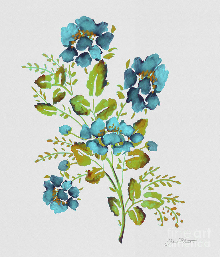 Blue Wild Rose-JP3791 Painting by Jean Plout