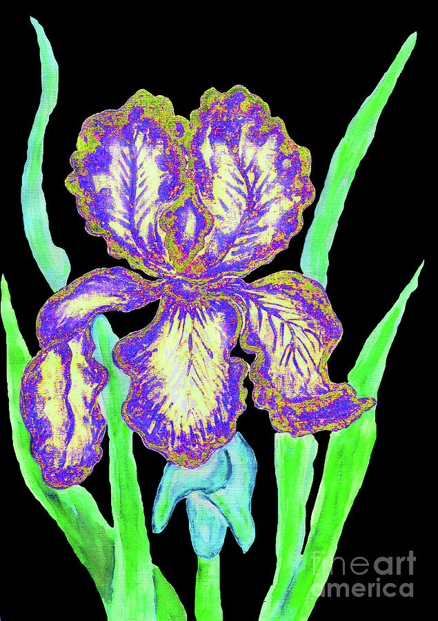 Blue-yellow iris, painting Painting by Irina Afonskaya
