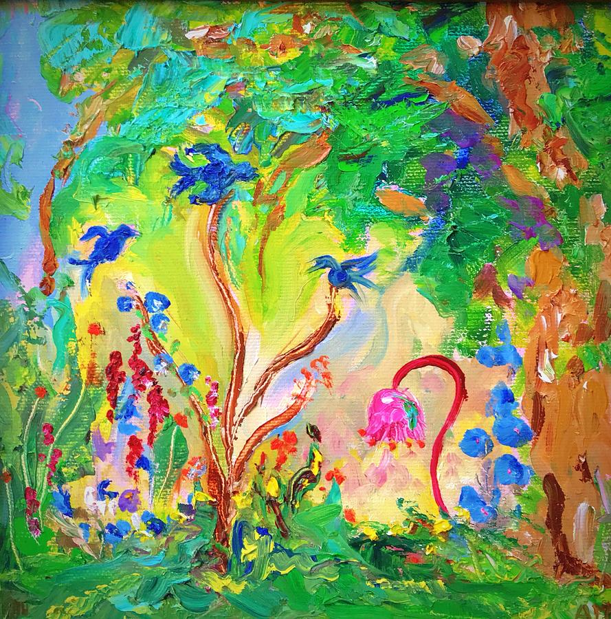 Bluebird Tree Painting by Alida M Haslett