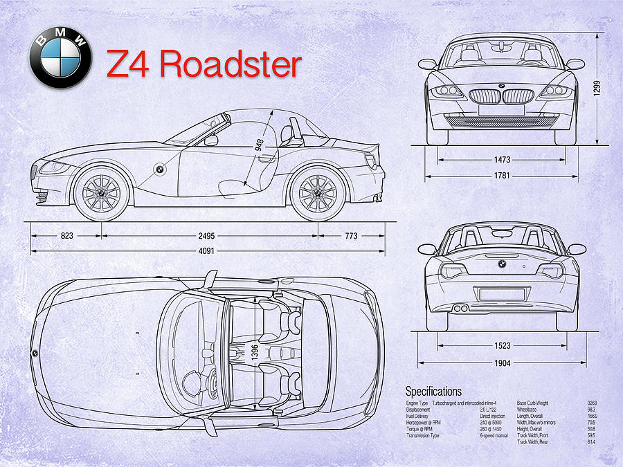 BMW Z4 Blueprint #1 Digital Art by Jon Neidert