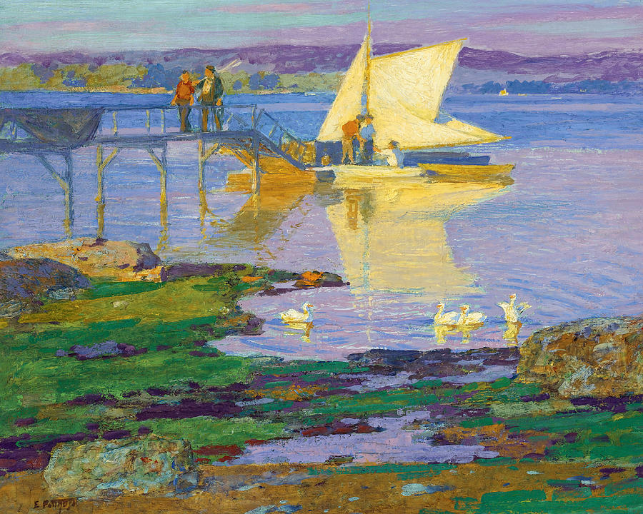 Edward Henry Potthast Painting - Boat at Dock #1 by Edward Henry Potthast