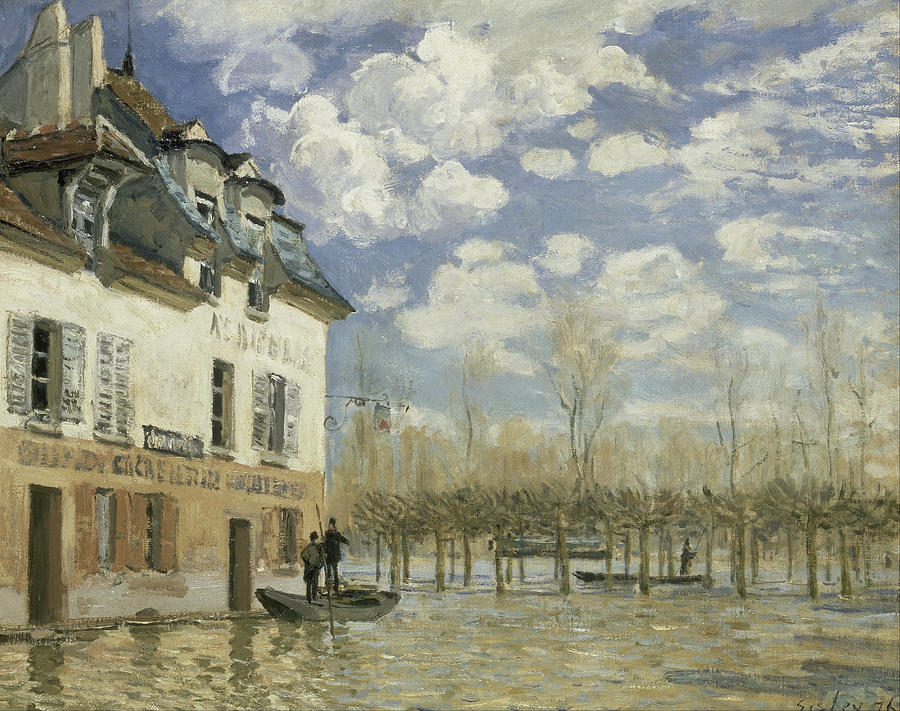 Alfred Sisley Painting - Boat in the Flood at Port Marly #1 by Alfred Sisley