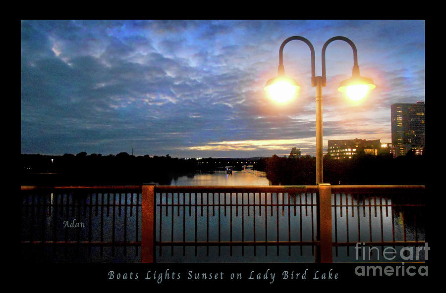 Boat, Lights, Sunset On Lady Bird Lake #2 Photograph by Felipe Adan Lerma