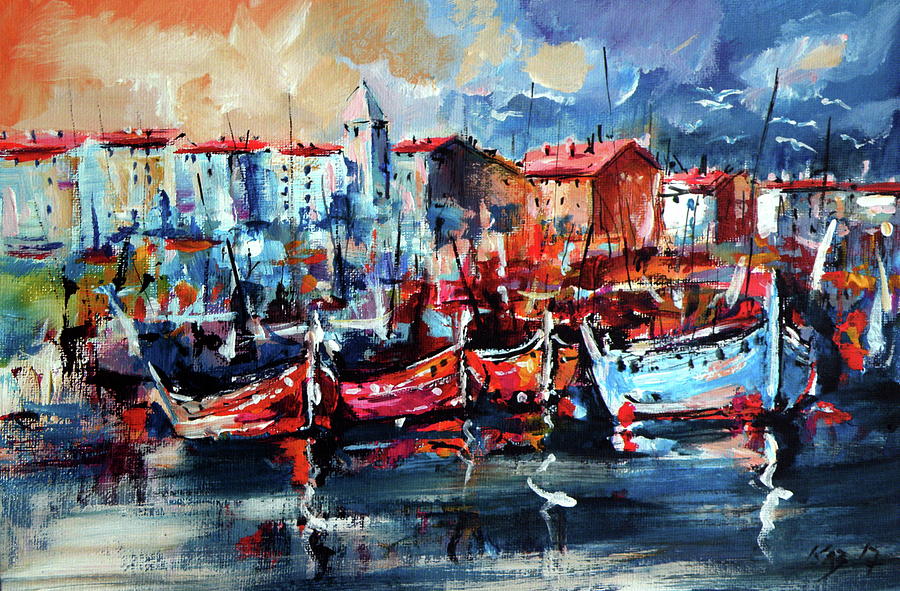 Boats #1 Painting by Kovacs Anna Brigitta