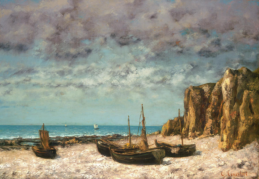 Boats on a Beach. Etretat #2 Painting by Gustave Courbet