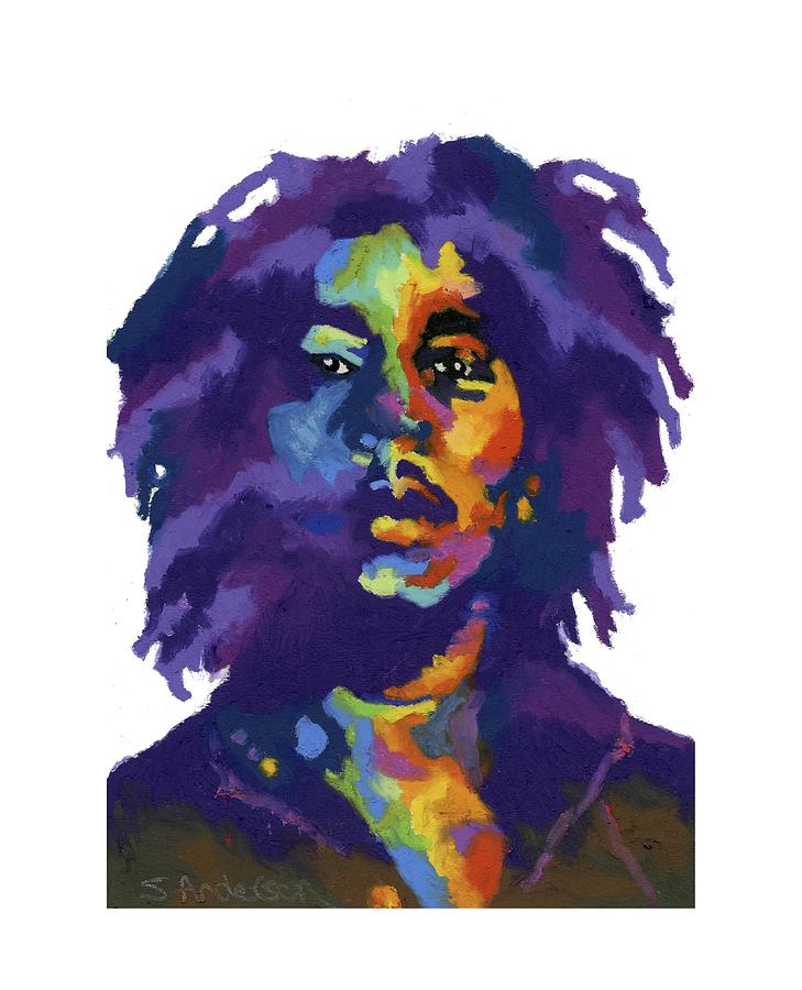 Bob Marley Painting - Bob Marley-for t-shirt by Stephen Anderson