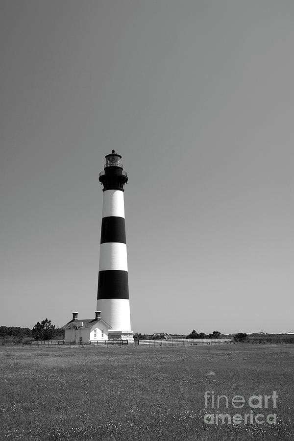 Lighthouse Photograph - Bodie Island Lighthouse in Black and White #1 by Jill Lang
