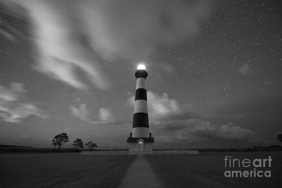 Bodie Island Lighthouse Under The Stars #1 Photograph by Michael Ver Sprill