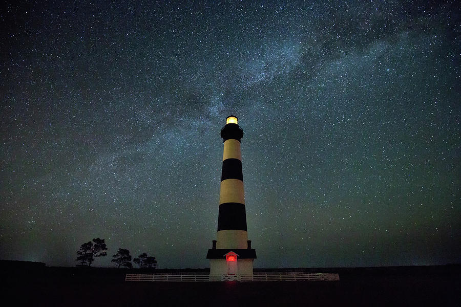Bodie lighthouse and Milky Way #1 Photograph by Jack Nevitt