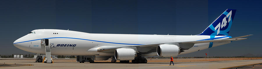 Airplane Photograph - Boeing 747-8 N50217 at Phoenix-Mesa Gateway Airport #1 by Brian Lockett