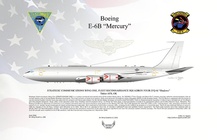 Boeing E-6B Mercury FLAG BACKGROUND Digital Art by Arthur Eggers