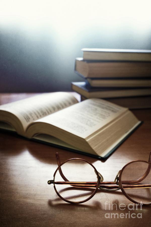 Book Photograph - Books and Glasses #1 by Carlos Caetano
