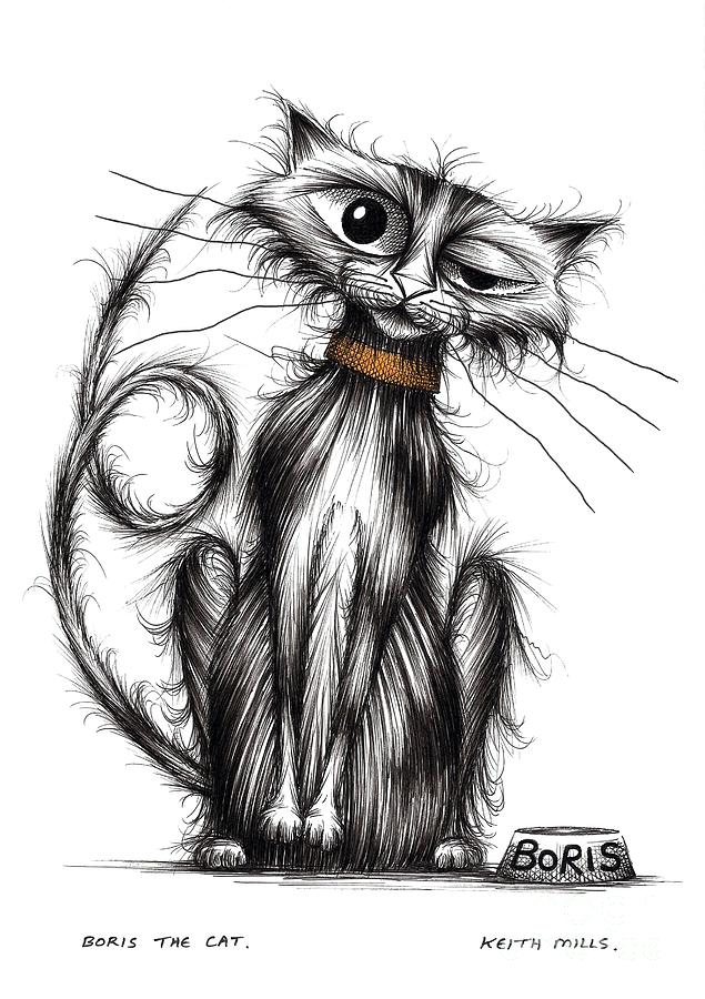 Boris the cat #3 Drawing by Keith Mills