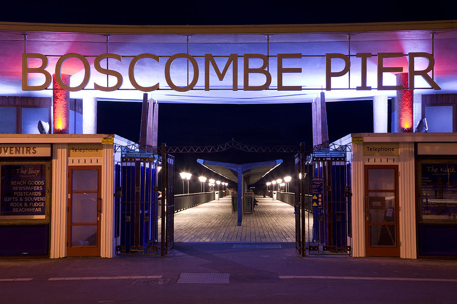 Boscombe Pier at night #1 Photograph by Ian Middleton