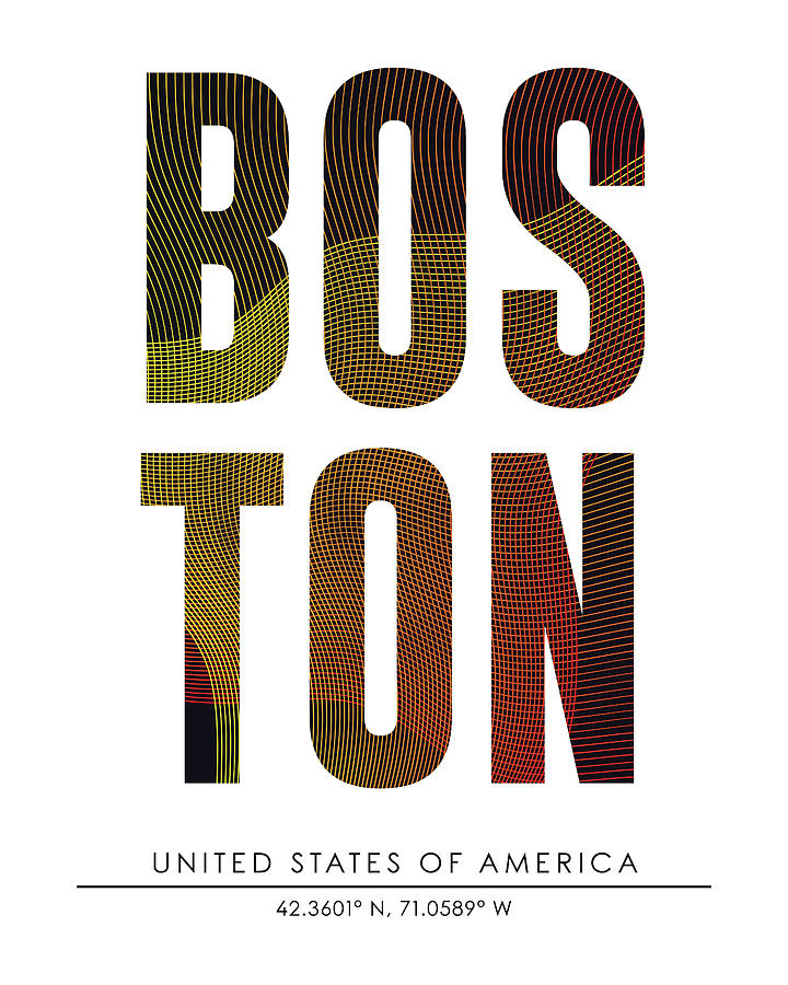 Boston, United States Of America - City Name Typography - Minimalist City Posters Mixed Media by Studio Grafiikka