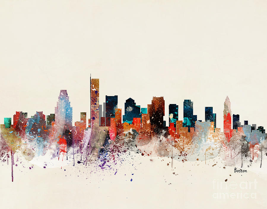 Boston Skyline #1 Painting by Bri Buckley