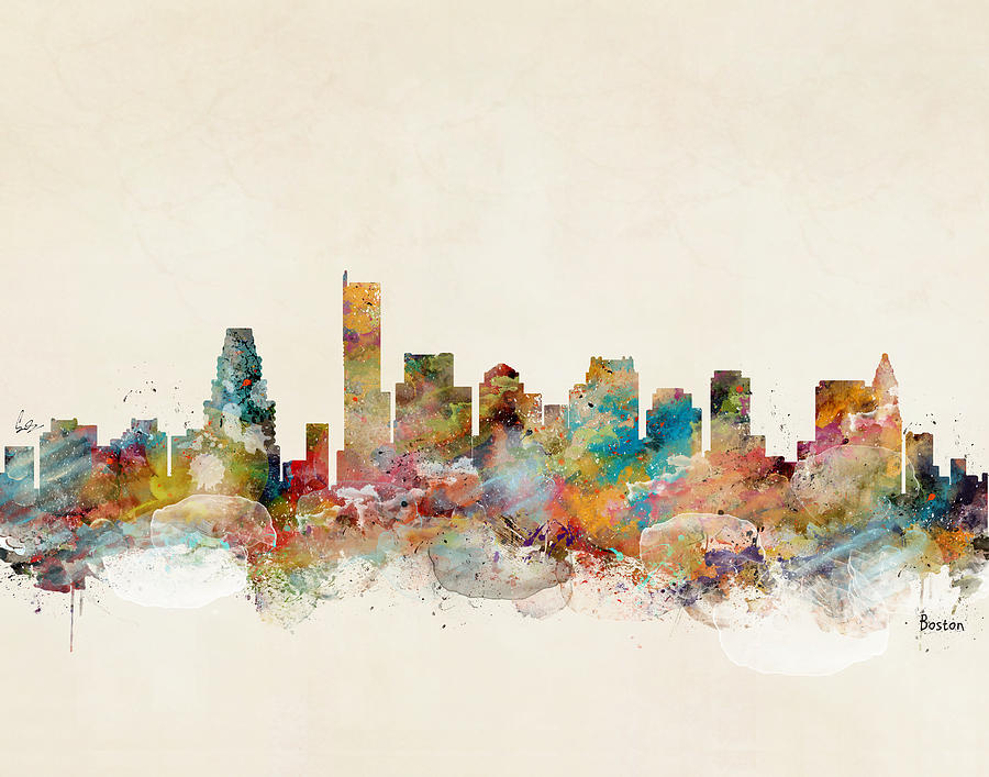 Boston City Skyline #1 Painting by Bri Buckley