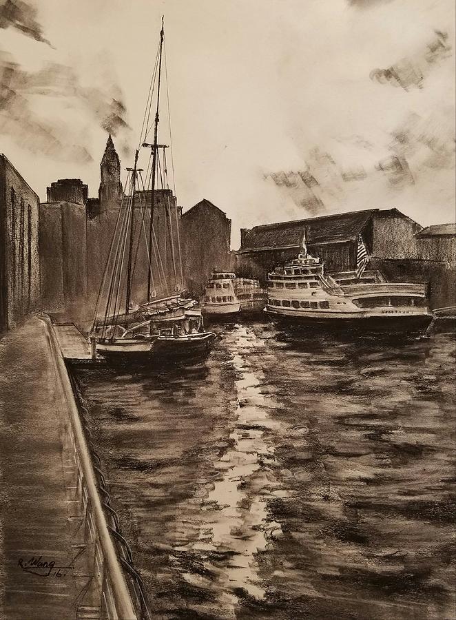 Boston Harbor #1 Drawing by Rose Wang