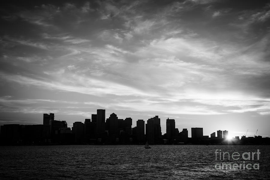 Boston Skyline Black And White Photo Photograph