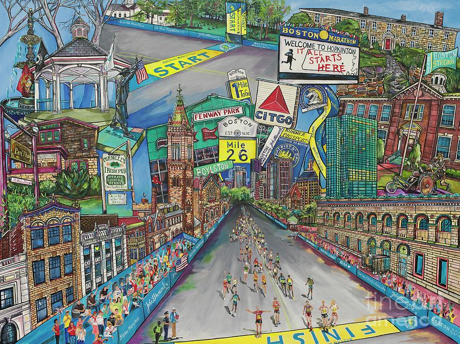 Boston Marathon Painting - Boston Strong by Patti Schermerhorn