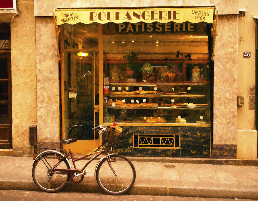 Boulangerie and Bike #2 Digital Art by Mick Burkey