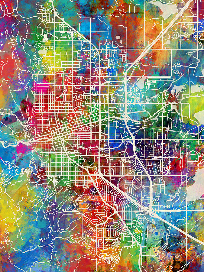 Boulder Colorado City Map #1 Digital Art by Michael Tompsett