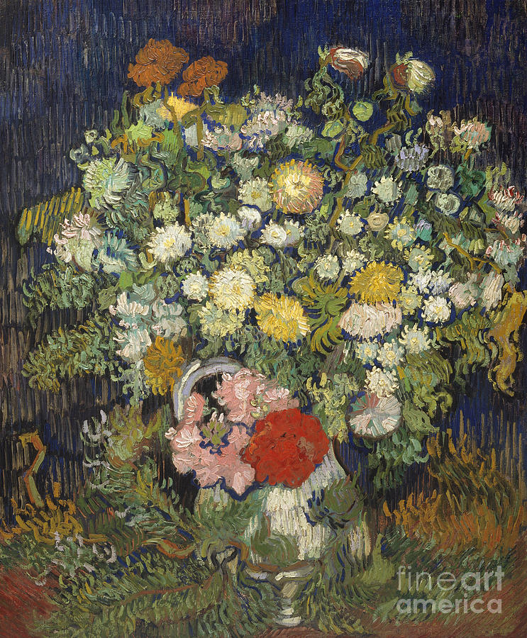 Bouquet of Flowers in a Vase, 1890 Painting by Vincent Van Gogh