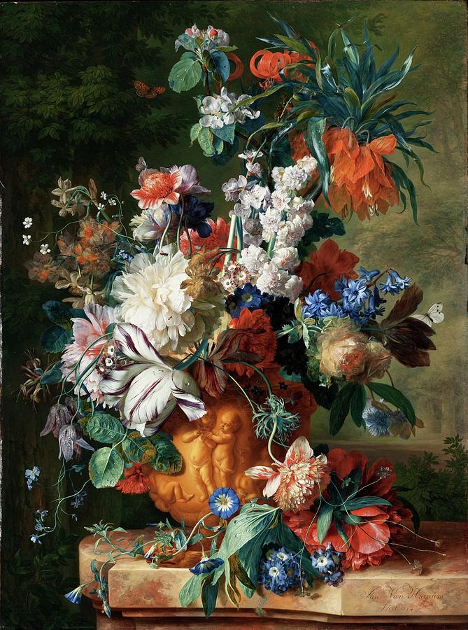 Bouquet of Flowers in an Urn #4 Painting by Celestial Images