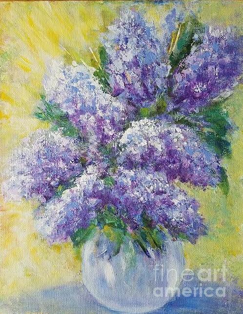 Bouquet of lilacs 1 Painting by Olga Malamud-Pavlovich
