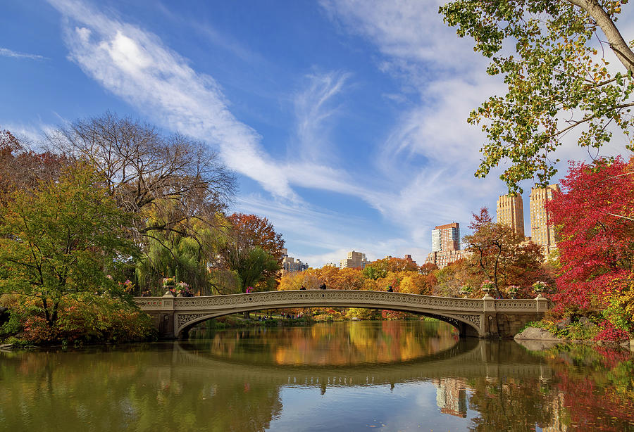 Bow Bridge Scenic in Autumn Season Photograph by Daniel Portalatin ...