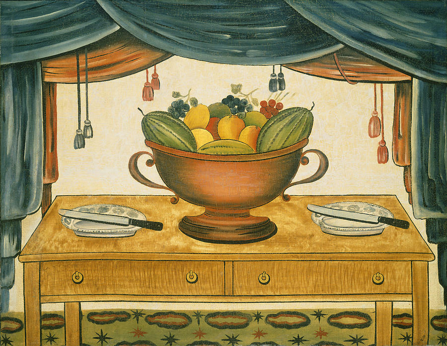 Bowl Of Fruit #2 Painting by American 19th Century
