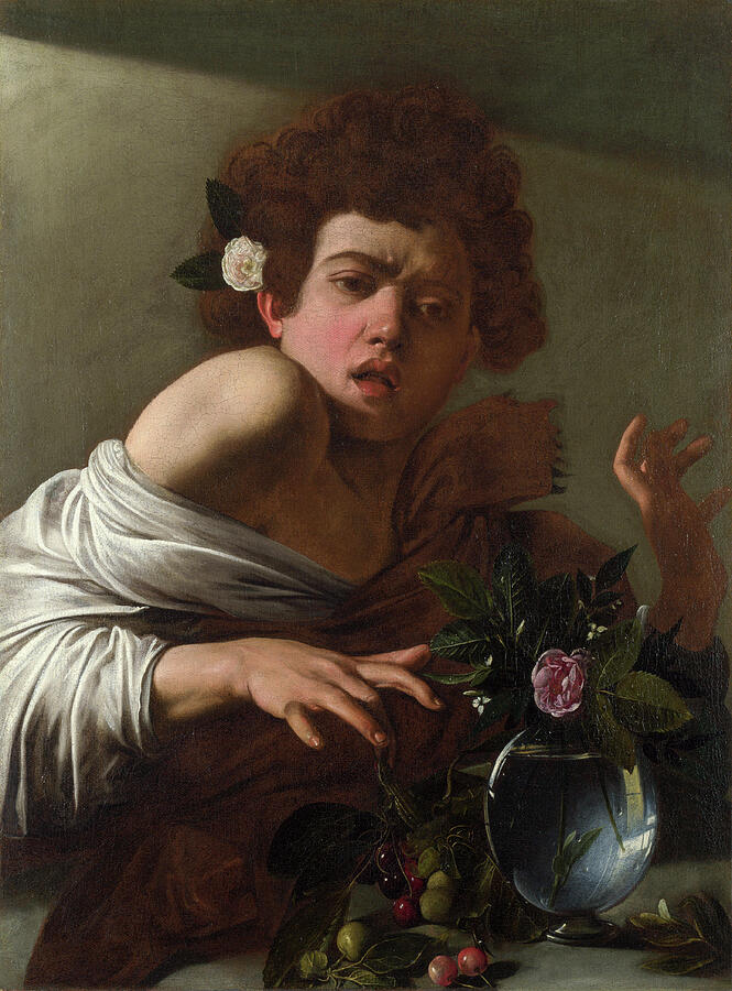 Caravaggio Painting - Boy Bitten by a Lizard, from circa 1594-1596 by Caravaggio
