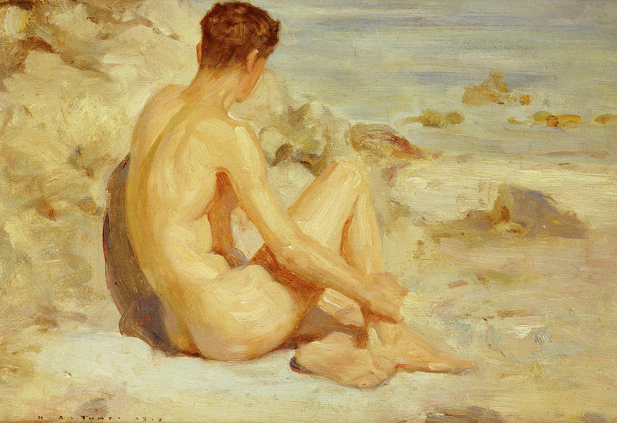 Henry Scott Tuke Painting - Boy on a beach #1 by Henry Scott Tuke