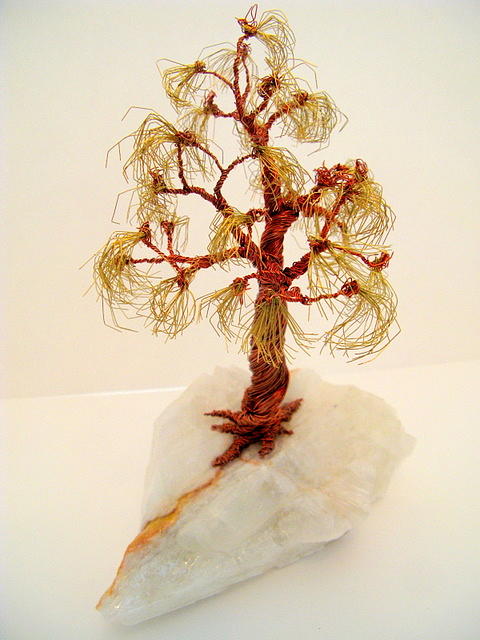 Brass-Copper Tree on Crystal Sculpture by Judy Byington - Fine Art America