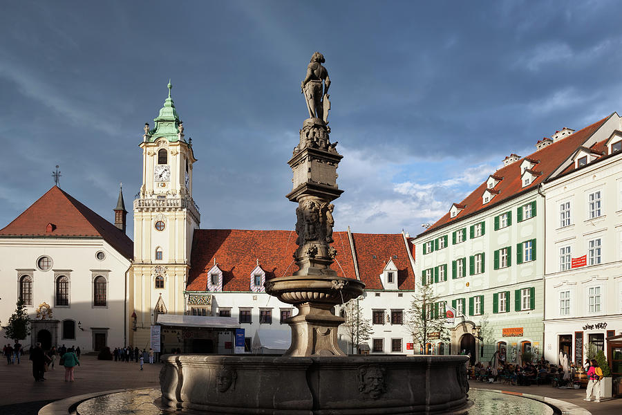 Bratislava Old Town Hall And Roland Fountain  #1 Photograph by Artur Bogacki