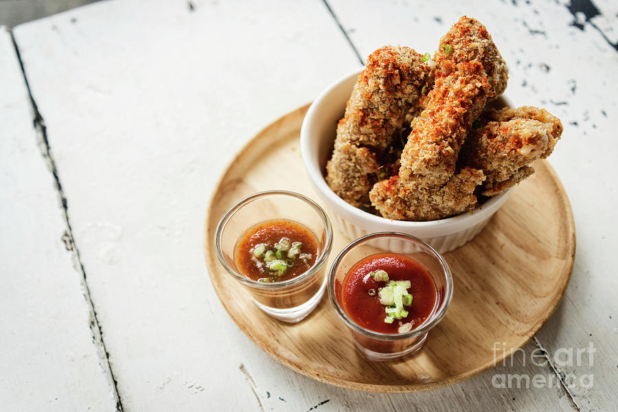 Breaded Mozzarella Cheese Stick Finger Bites Snack Food #1 Photograph by JM Travel Photography