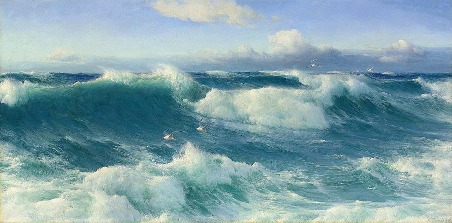 Breaking waves #2 Painting by David James